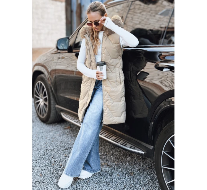 Dámská prošívaná béžová vesta Dstreet model 21993342 - FashionStreet