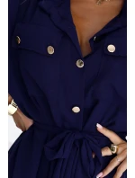 Midi košilka se zlatými knoflíky a vázáním model 21208909 - numoco basic