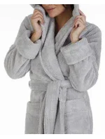 Dlouhý dámský župan De Lafense 807 Kapuce