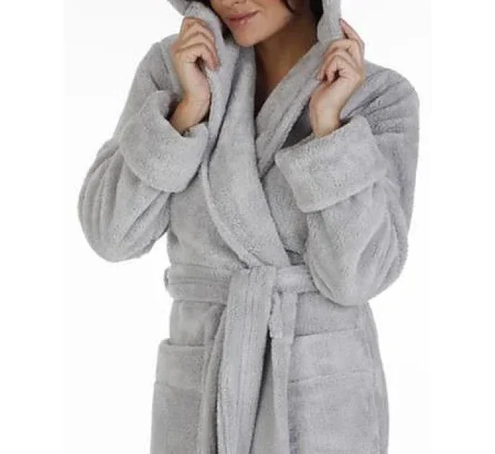 Dlouhý dámský župan De Lafense 807 Kapuce