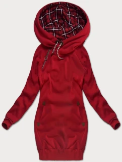 Červená dlouhá dámská mikina (AMG-738/1)