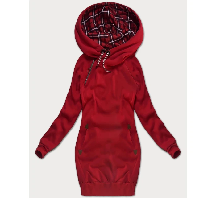 Červená dlouhá dámská mikina (AMG-738/1)