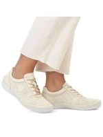 Dámské perforované béžové kožené polobotky model 21904669 - Rieker