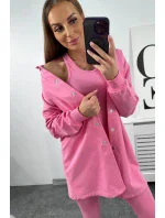 3dílný set halenka, top a legíny světle růžová