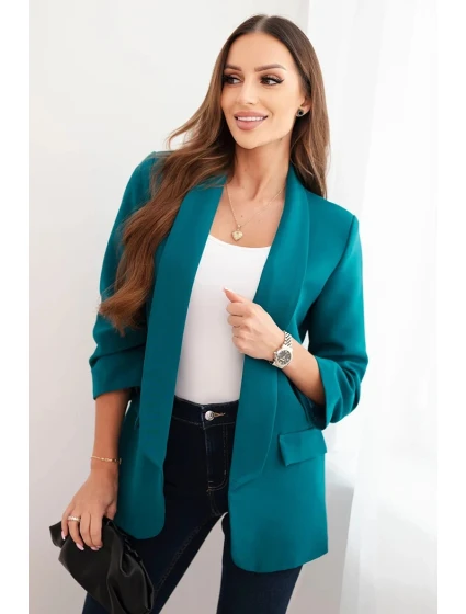 Dámská sako bez zapínání s podšívkou S/M mořská Dámská sako bez zapínání s podšívkou S/M mořská