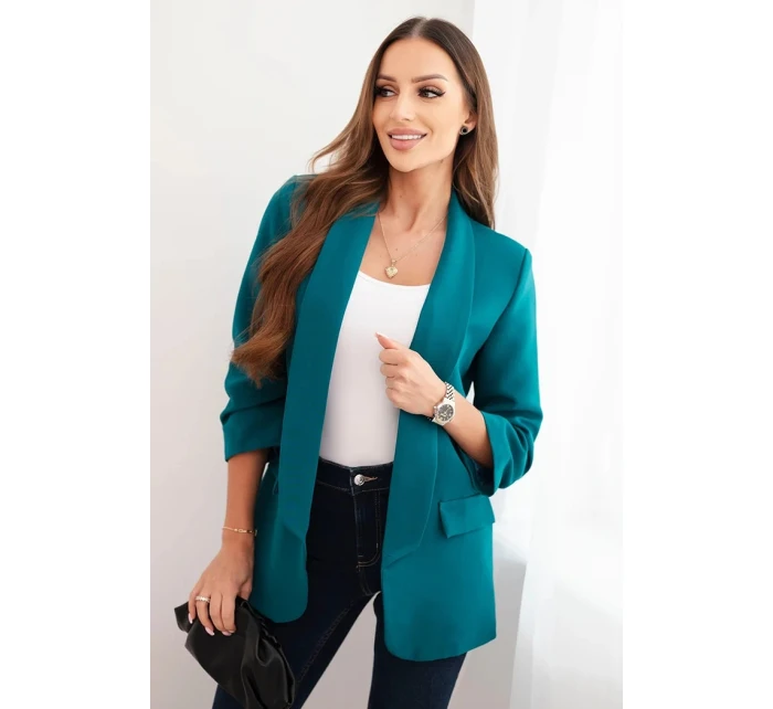 Dámská sako bez zapínání s podšívkou S/M mořská Dámská sako bez zapínání s podšívkou S/M mořská