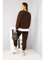 Dámský komplet s mikinou a tepláky hnědý model 21808621 - K-Fashion