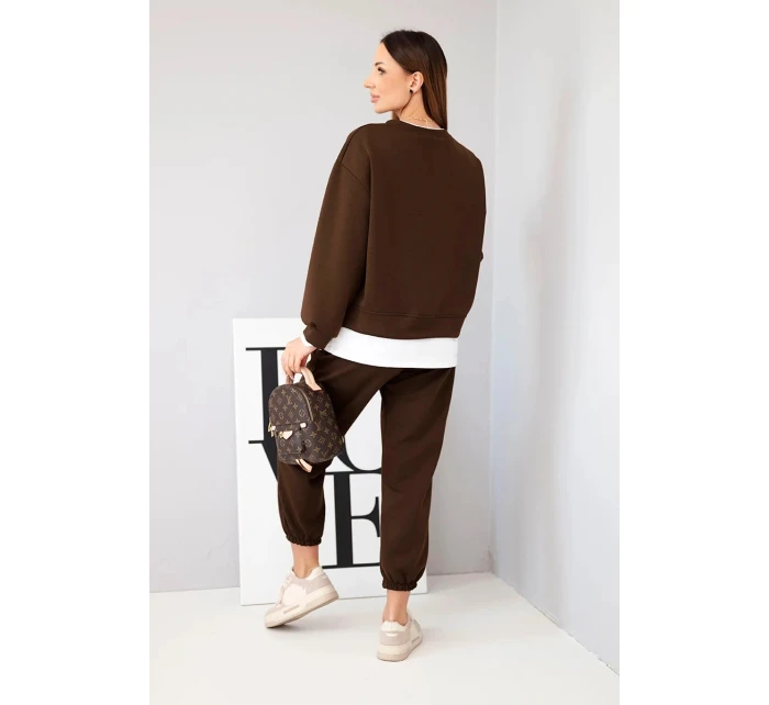 Dámský komplet s mikinou a tepláky hnědý model 21808621 - K-Fashion