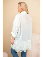 Dámská košile Plus Size bavlněná s krajkovým model 21886523 mentolová - K-Fashion