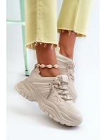Dámské tenisky na masivní podrážce s ozdobným šněrováním béžové Relissa
