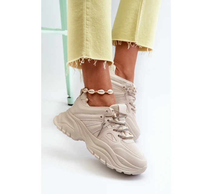Dámské tenisky na masivní podrážce s ozdobným šněrováním béžové Relissa