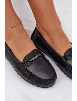 Ploché Kožené Mokasíny S Ozdobou model 21686042 Černé - S.Barski Ploché Kožené Mokasíny S Ozdobou model 21686042 Černé - S.Barski