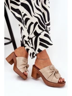 Dámské Pantofle Na Podpatku Z Eko Kůže Béžové model 21686881 - Boto Dámské Pantofle Na Podpatku Z Eko Kůže Béžové model 21686881 - Boto