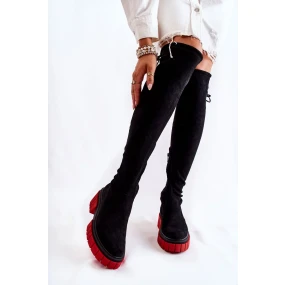 Dámské semišové boty Workers Černá a červená Cheera