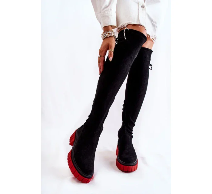 Dámské semišové boty Workers Černá a červená Cheera