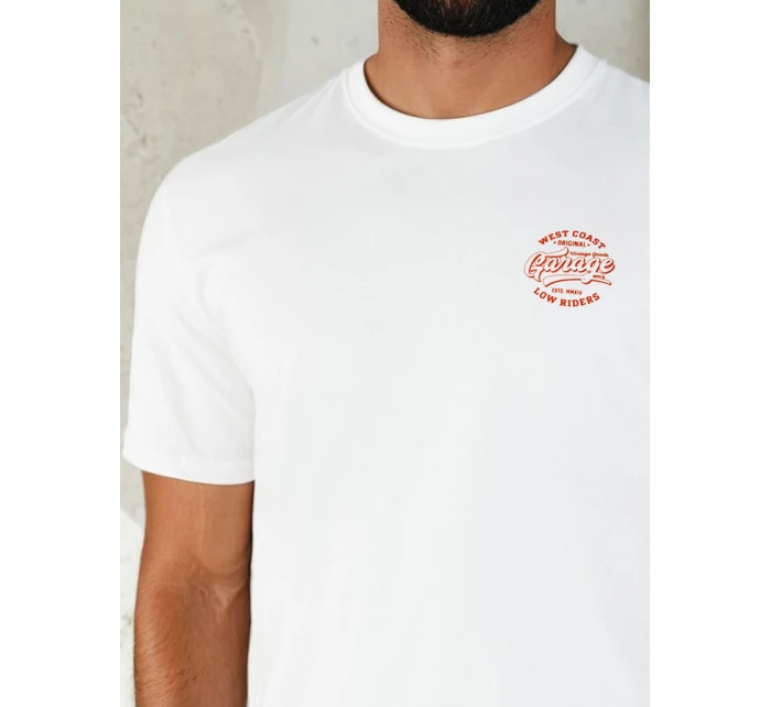 Pánské bílé tričko s potiskem FashionStreet RX5415