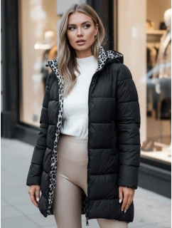 Dámská oboustranná bunda PURRBREEZ dlouhá prošívaná bunda s kapucí černá FashionStreet TY4661