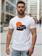 Pánské bílé tričko s potiskem automobilů FashionStreet NX5091R