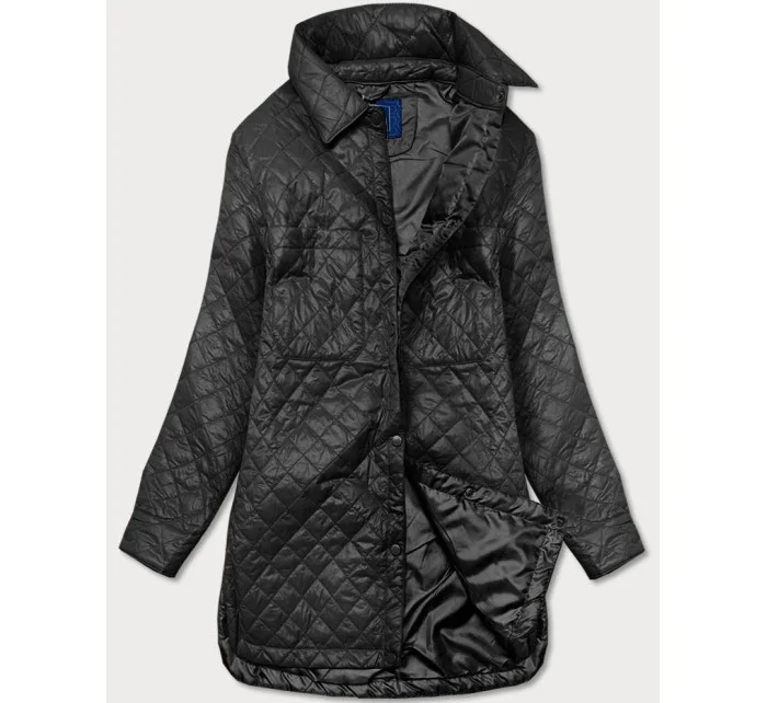 Tenká černá dámská bunda s límcem (JIN225) Tenká černá dámská bunda s límcem (JIN225)