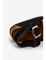 Dětské sandálky na korkové platformě se suchým zipem Černé Rorria