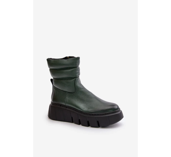 Dámské Kožené Boty Na Zip Zateplené  model 21669344 - Zazoo