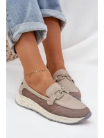 Dámské Kožené Mokasíny D&A model 21685986 Šedé - S.Barski Dámské Kožené Mokasíny D&A model 21685986 Šedé - S.Barski