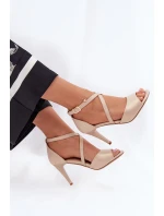 Módní Sandály Na Podpatku Zlaté model 21691859 - SERGIO LEONE