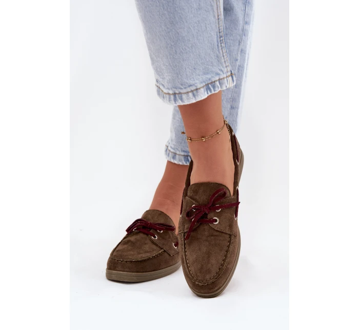 Polobotky Mokasiny Dámské S Vázáním Tmavě Zelené Calivra