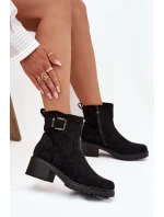 Zateplené dámské kotníkové boty na nízkém podpatku s přezkou Černé Helvina Zateplené dámské kotníkové boty na nízkém podpatku s přezkou Černé Helvina