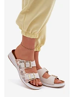 Dámské pantofle světle béžové s přezkami Inblu SD000001