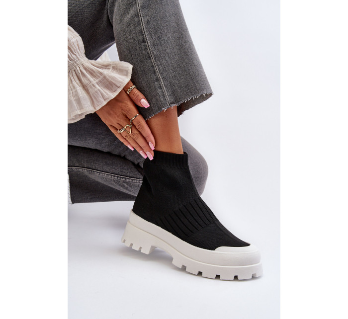 Dámské kotníkové boty s ponožkou nazouvací černé Fiename