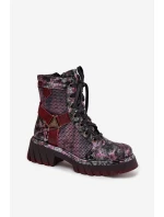 Dámské kotníčkové kožené workery 07072-23 Bordó vzor - Maciejka Dámské kotníčkové kožené workery 07072-23 Bordó vzor - Maciejka
