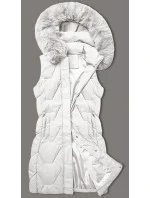 Bílá dámská vesta s kapucí kožešinou model 20698560 - J.STYLE