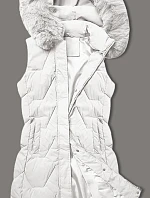 Dámská bunda bez rukávů s kožešinou na kapuci J Style bílá (16M9172-281)