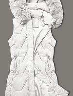 Dámská bunda bez rukávů s kožešinou na kapuci J Style bílá (16M9172-281)
