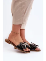 Ploché Dámské Kožené Žabky S Mašlí model 21661567 Černé - Laura Messi