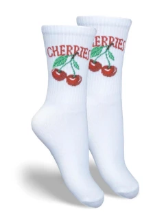 Dětské a juniorské ponožky CHERRIES – bílé