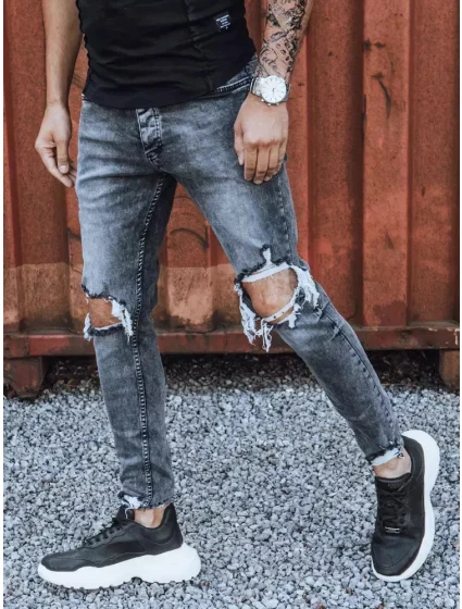 Pánské tmavě šedé džínové kalhoty model 21965791 - Dstreet