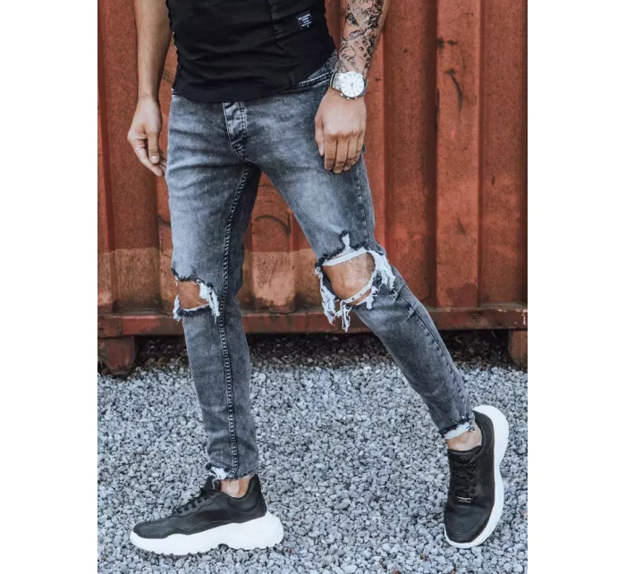 Pánské tmavě šedé džínové kalhoty model 21965791 - Dstreet