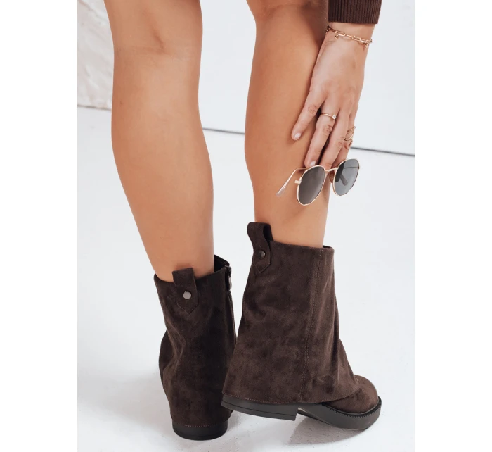 Dámské semišové kozačky s ohrnutým svrškem hnědé FashionStreet ZY1092