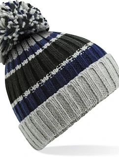 Beechfield B 392 Pletená čepice s pruhy "Hygge" 53.0392 blue steel