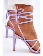Dámské Sandály Vázané Na Vysokém Podpatku Fialová model 21619380 - Boto