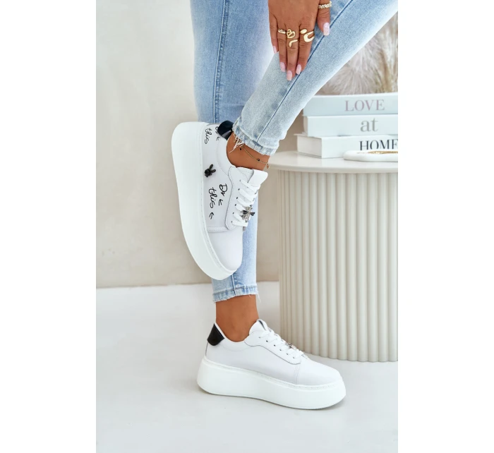 Dámské Kožené Tenisky Na Platformě S  A  Bílé model 21675574 - VINCEZA