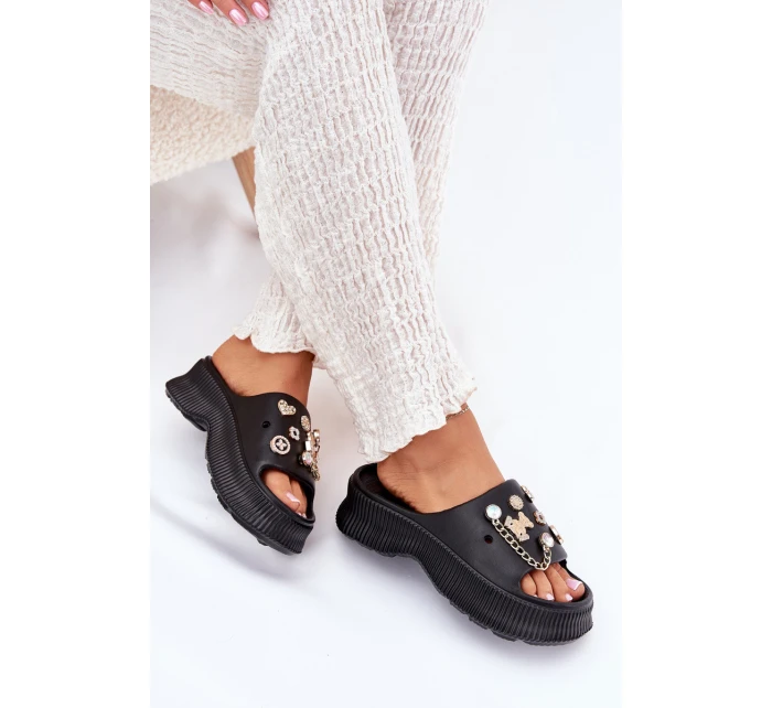 Pěnové Dámské Sandały Se Zlatými Černé model 21700251 - Boto Pěnové Dámské Sandały Se Zlatými Černé model 21700251 - Boto