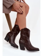 Dámské Kovábojky Eko Kůže Na Podpatku Čokoládové Sorelia Dámské Kovábojky Eko Kůže Na Podpatku Čokoládové Sorelia