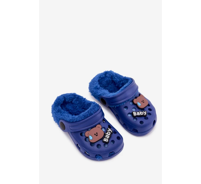 Dětské Pantofle S Kožešinou S Přezkami Tmavě Modré model 21793992 - Boto Dětské Pantofle S Kožešinou S Přezkami Tmavě Modré model 21793992 - Boto