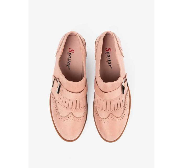 Pěkné  mokasíny růžové dámské na plochém podpatku