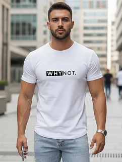 Pánské bílé tričko s klasickým potiskem FashionStreet NX5122R