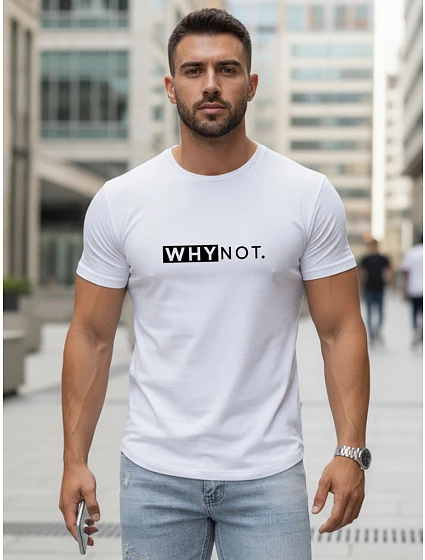 Pánské bílé tričko s klasickým potiskem FashionStreet NX5122R Pánské bílé tričko s klasickým potiskem FashionStreet NX5122R