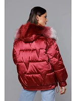 Krátká bunda oversize bordó (H-1109-25) Krátká bunda oversize bordó (H-1109-25)